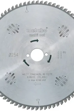 Aanbieding | Metabo Accessoires Cirkelzaagblad HW/CT Ø 220x30, 80 FZ/TR - 628084000