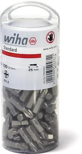 Bestel nu | Wiha 7930002 Bit Standard 25 mm Phillips (PH2) 100-delig 1/4" in grootverpakking - 40461