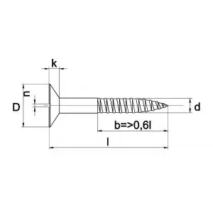 Alleen vandaag - Kobout 697MB45060 houtschroef verzonkenkop zaagsnede DIN 97 messing blank 4,5x60 mm